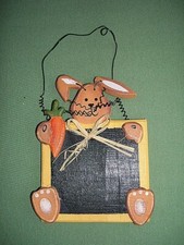Osterhänger Ostern Osterhase Tafel z. Beschriften Möhre Bast Deko Holz Schild