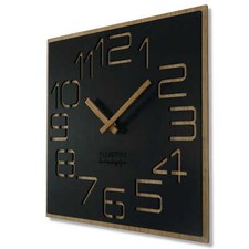  Wanduhr groß holzoptik Holz Digits 40cm ECO, quadratisch Stille, Wohnzimmer