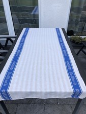 Rolltuch Mangeltuch Leinen alt 80 X 180 cm mit Ornamente Blaues Band