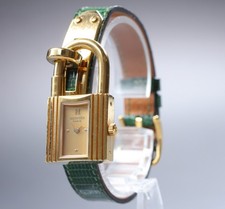 [Exc+5 mit Box] HERMES Kelly Watch KE1.210 Gold Grün Quarz Damenuhr JAPAN