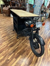 GROSSER MOBILER TRESEN ANTIKES MOTORRAD UMBAU EICHE PLATTE 285cm