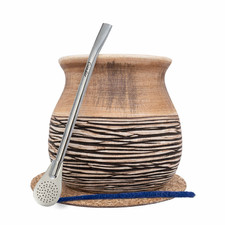 Mate Becher Set Keramik Braun