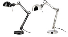 IKEA FORSA Arbeitslampe verstellbare Armhöhe & Schirm Stahl Lese Tischlampe