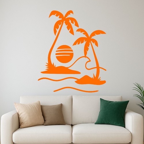 Palmen wandtattoo meer camping - palmen,