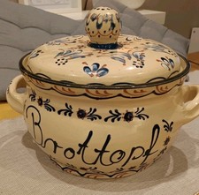 Brottopf mit Deckel rund, 37 cm x 25 cm Außenmaße, orig. Westerwaldkeramik