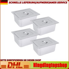 4-Pack GN Behälter Edelstahl Gastronomiebehälter mit Deckel 1/2 Größe 6" Tiefe