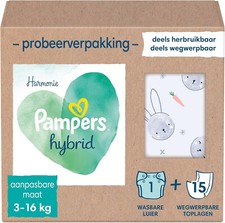 Pampers Harmony Hybrid Probepackung 1 waschbare Windel 15 Einweg-Oberschichten✅