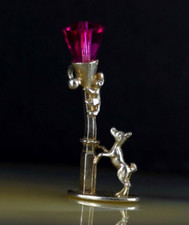 Charm Silber Anhänger pink Laterne Hund + Katze 3D - zierlich & zauberhaft