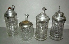 4 Stck. antike Bierkrüge  / Bierglas mit Zinndeckel  !