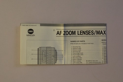 Minolta zoom lenses maxxum - minolta,