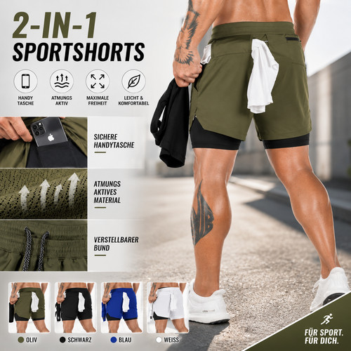 Herren fitness shorts 2in1 - shorts,