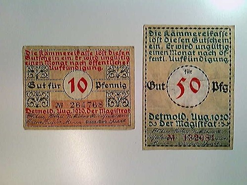 Notgeld detmold und 50 - notgeld,,