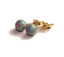 Massiv 18 Kt Gold 750 Ohrstecker Ohrringe mit 5mm Opal Triplette Gelbgold