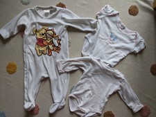 3 x Set Warm Strampler Overall Velours 2 Body Kurzarm Longarm Winnie Pooh Gr. 68