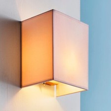 Eckige Stoffwandleuchte Annalisa in Weiß, E27, IP20