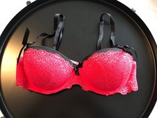 Balconett Push Up BH 75 C mit Bügel Rot Schwarz