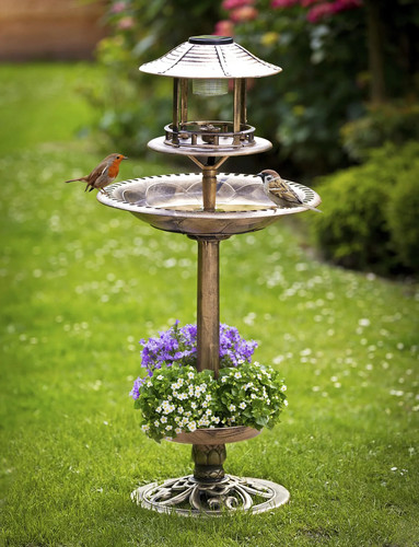 Solar vogel bad - 4in1, bronze
