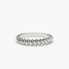 Weissgold Ring 585 14K Twisted Verdreht Gedreht Seil Design 