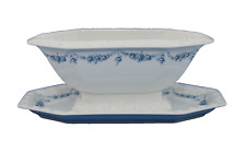 ROSENTHAL Maria Rosenkante blau Sauciere 1-teilig Gravyboat weiß Rosengrirlande