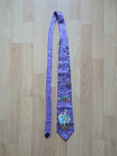 Duke Herren Krawatte Asterix und Obelix lila 100% Seide