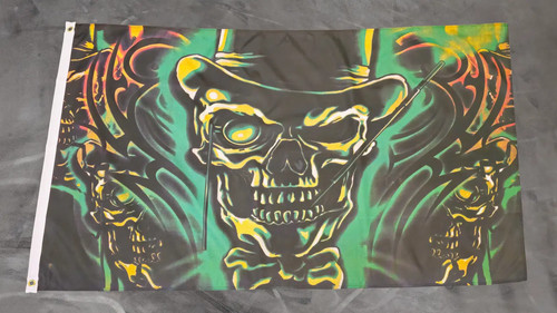 Fahne flagge totenkopf mit hut - mit,