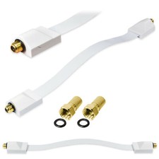 SAT Fensterdurchführung ultraflach Flachkabel Fenster Flach Kabel F-Stecker weiß