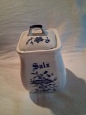 Porzellan Vorratsdose "Salz" weiß Zwiebelmuster K & S Blei- und kadmiumfrei