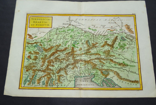 Antike karte der schweiz und - der,