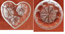 2 Glasteller, Herzform, Rund