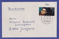 Bund 1988 Pop Buddy Holly Mi.-Nr. 1360 als EF auf Drucksache nach A, O WILLICH