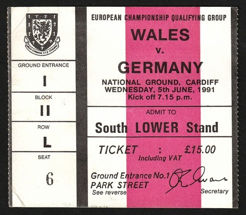 Ticket 1991 wales v - ticket,