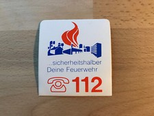 Aufkleber Sticker Feuerwehr 112 Werbung 7 x 7,5 cm unbenutzt (H)