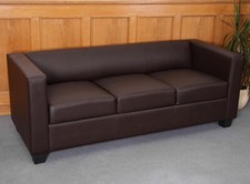 3er Sofa Lille, Couch Loungesofa, Kunstleder coffee