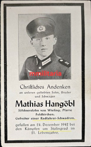 Sterbebild wwii gefreiter - sterbebild,