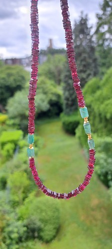 Rhodolith granat kette mit - kette,