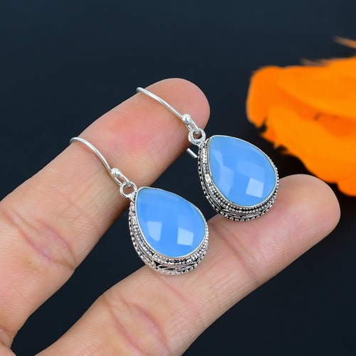 Blauer chalzedon edelstein - chalzedon,