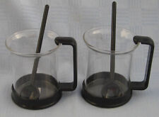 2 BODUM Brazil Tee/Kaffeetassen mit 2 Löffeln /Griff Boden Löffel aus Kunststoff