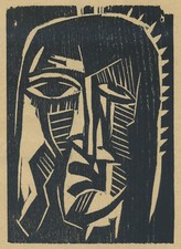 Karl Schmidt-Rottluff - Kopf (Für das Spiel Christa) - Holzschnitt 1918
