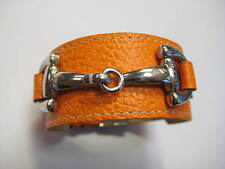 DIMACCI Alba Armband Orsini Orange mit Trensen-Gebiss in Edelstahl Leder NEU