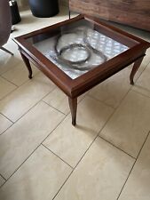 Wohnzimmertisch Couchtisch mit Deko Glas aus Massivholz Vitrinen Fach