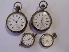 4 x Taschenuhr - Silber -
