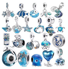 Charms Anhänger Damen Meer Ozean Trend Blau Urlaub Muschel Sterlingsilber 925
