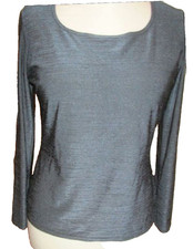 feines Shirt grau silbergrau schimmernd Langarm Rundhals Gr. 42 Franco Callegari