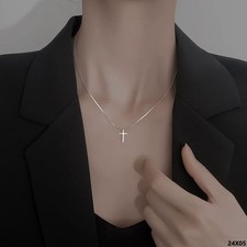 925S Silber Kreuz Halskette 925 Sterling Silber Kreuz Halskette für Frauen 40+5