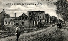 AK GRUSS AUS OSTPREUSSEN WIRBALLEN NIEDERUNG GUMBINNEN ZERSTÖRTE HÄUSER 1916