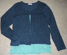 Damen Lagenlook-Shirt Langarm Petrol/Türkis Gr. 42 Top Secret