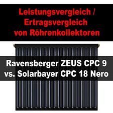 Röhrenkollektor Vergleich: Ravensberger Zeus CPC 9 / Solarbayer CPC Nero 18