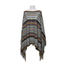 Missoni, Poncho, Größe: ONE SIZE, Blau/Mehrfarbig, Chevron, Musterstrick #Ksu