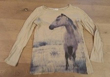 Langarm-SHIRT Gr. 158/164 von H&M hellbraun Pferd Mädchen