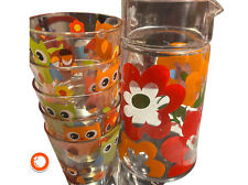 1970er 1,5 Liter Karaffe :Glas für Limonade plus 5 Gläser 2 Kg